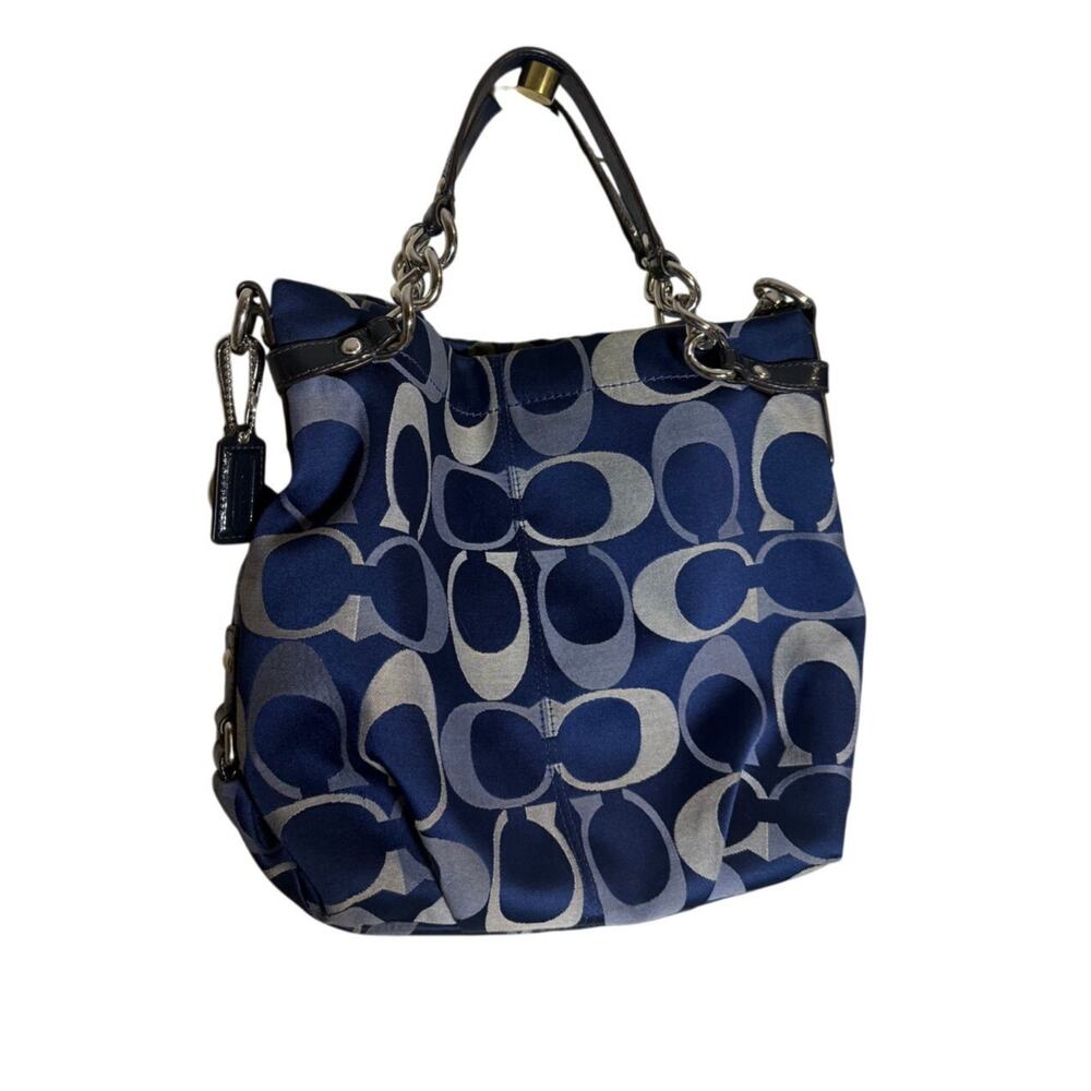 COACH Y2K CANVAS LOGO PRINT WITH LEATHER TRIM HANDBAG PURSE